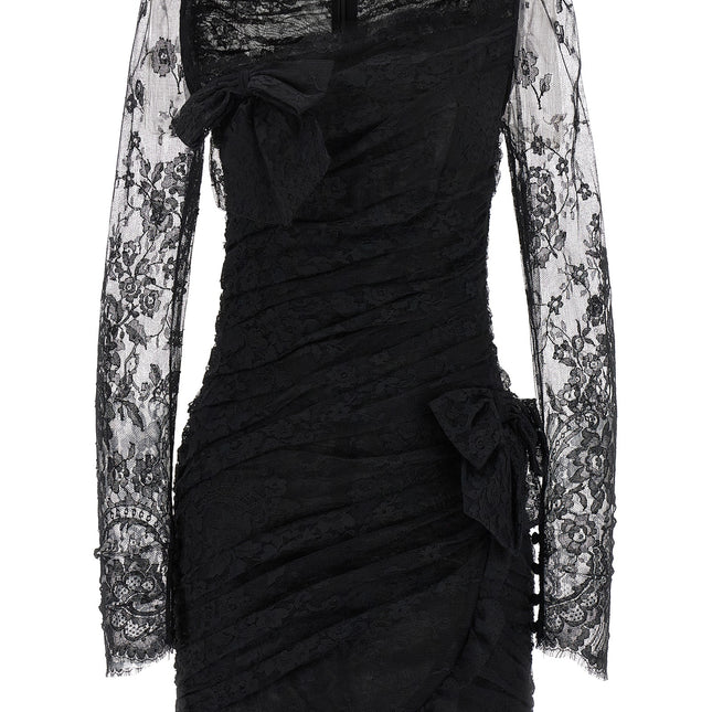 Alessandra Rich Black Organic Cotton Short Dress