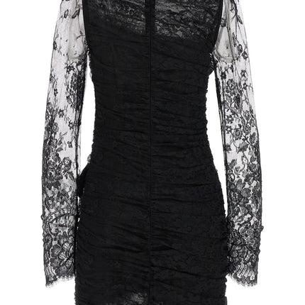 Alessandra Rich Black Organic Cotton Short Dress