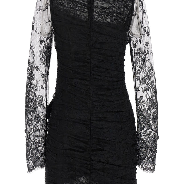Alessandra Rich Black Organic Cotton Short Dress