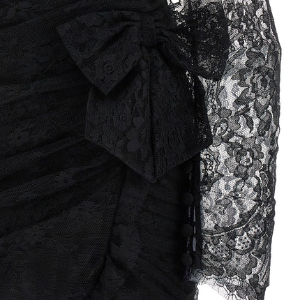 Alessandra Rich Black Organic Cotton Short Dress