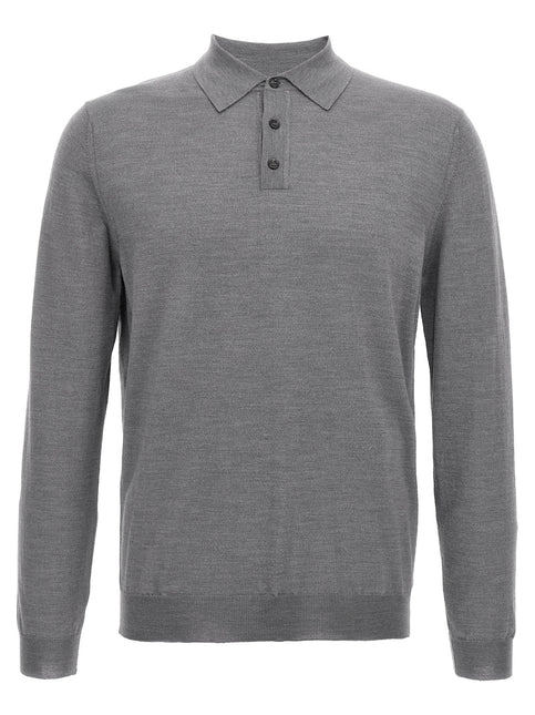 ZANONE Gray Cashmere Polo Shirt