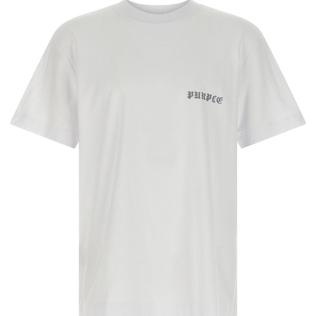 PURPLE White Cotton T-Shirt