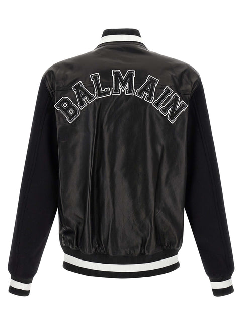 Balmain Bicolor Lamb Leather Leather Jacket