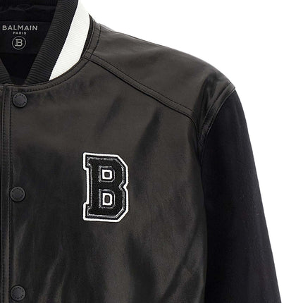 Balmain Bicolor Lamb Leather Leather Jacket