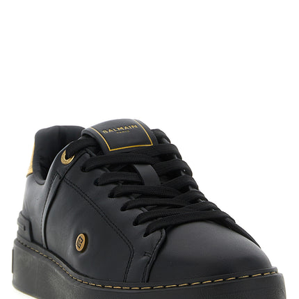 Balmain Black Lamb Leather Low Top Sneakers