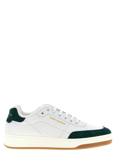 Saint Laurent Bicolor Calfskin Low Top Sneakers