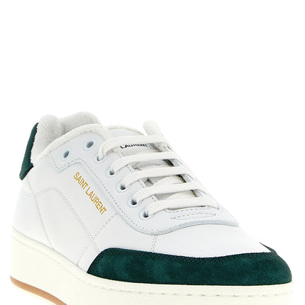 Saint Laurent Bicolor Calfskin Low Top Sneakers
