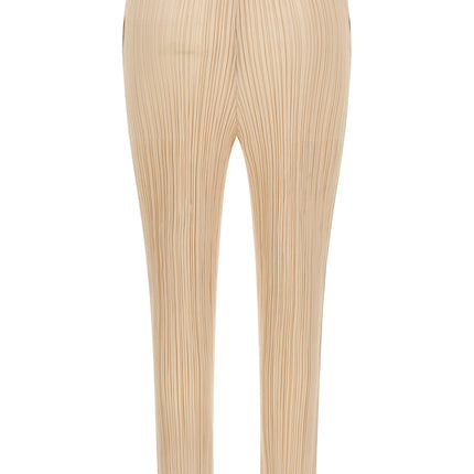 PLEATS PLEASE ISSEY MIYAKE Beige Polyester Casual Pants