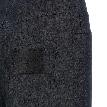 Fendi Blue Cotton High-Waisted Jean