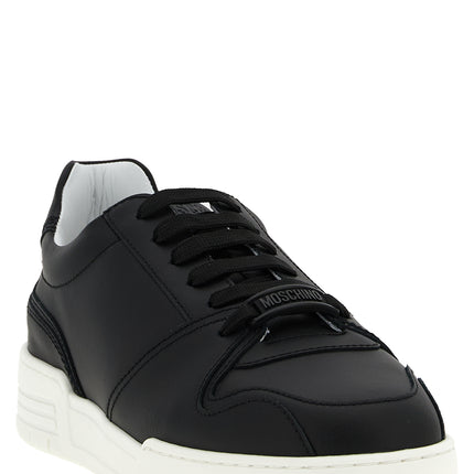 Moschino Black Leather Low Top Sneakers