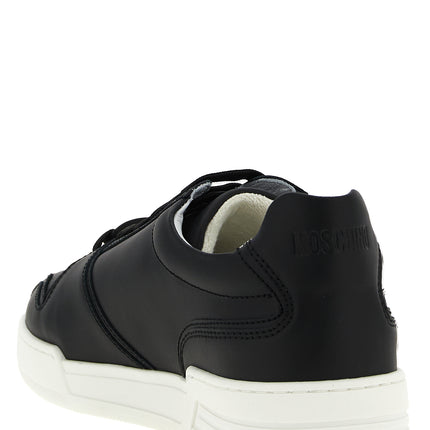 Moschino Black Leather Low Top Sneakers