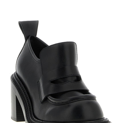 Moschino Black Leather Platform Loafers