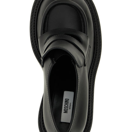 Moschino Black Leather Platform Loafers