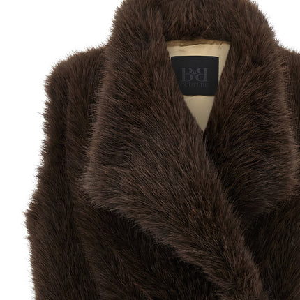 B&B COUTURE Brown Polyester Coat