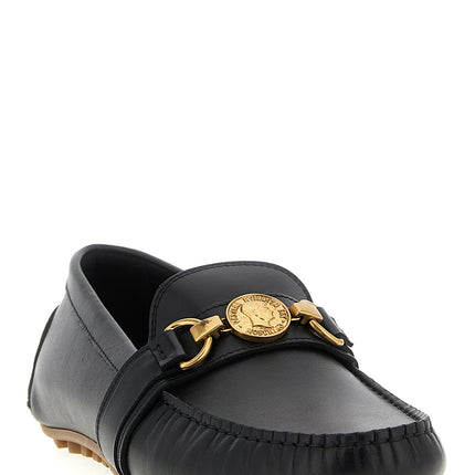 Moschino Black Leather Slip-On Loafers