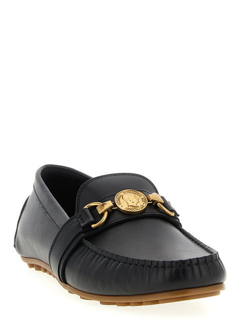 Moschino Black Leather Slip-On Loafers
