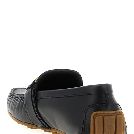 Moschino Black Leather Slip-On Loafers