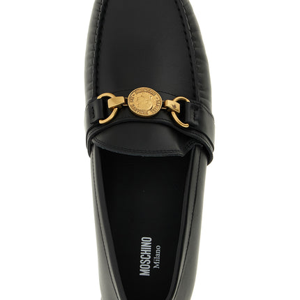 Moschino Black Leather Slip-On Loafers