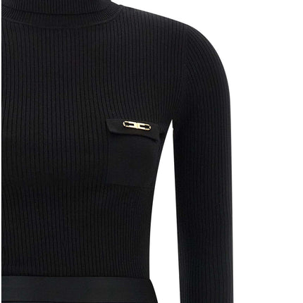 Elisabetta Franchi Black Lycra Midi Dress
