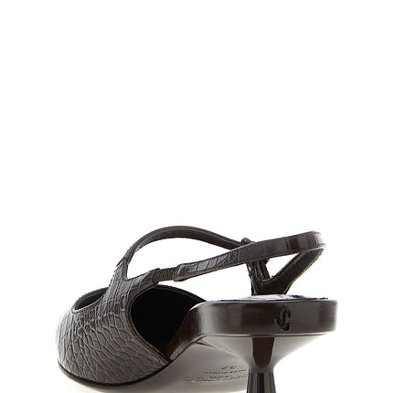 Jimmy Choo Brown Leather Mid Heel Pumps