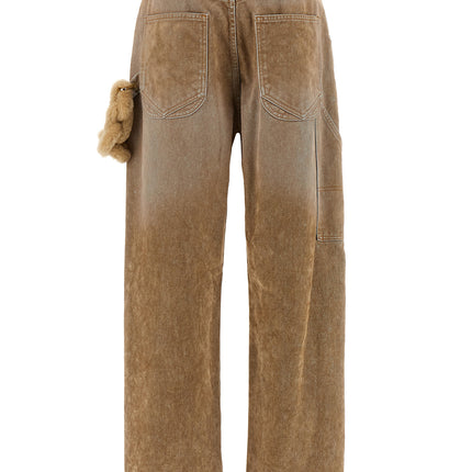 Darkpark Beige Cotton Straight-Leg Jeans
