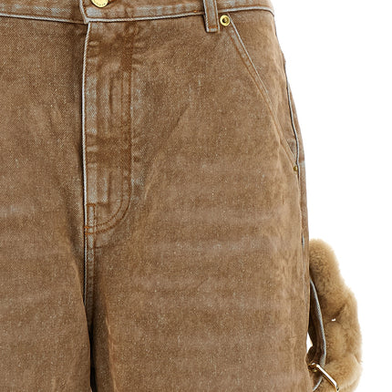 Darkpark Beige Cotton Straight-Leg Jeans
