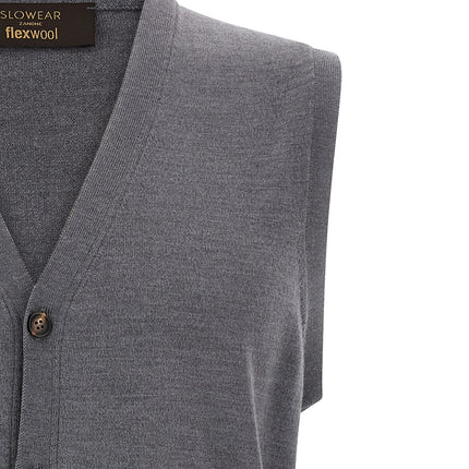 ZANONE Gray Virgin Wool Sleeveles Sweater