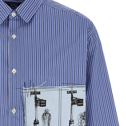 Comme Des Garçons Blue Cotton Blouse