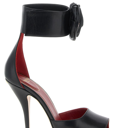 Valentino Garavani Black Calfskin Stiletto Heel Sandals