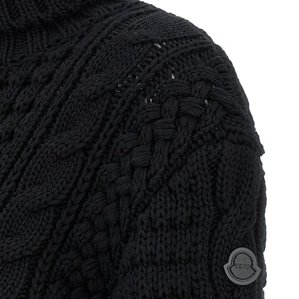 MONCLER GENIUS Black Virgin Wool Cardigan