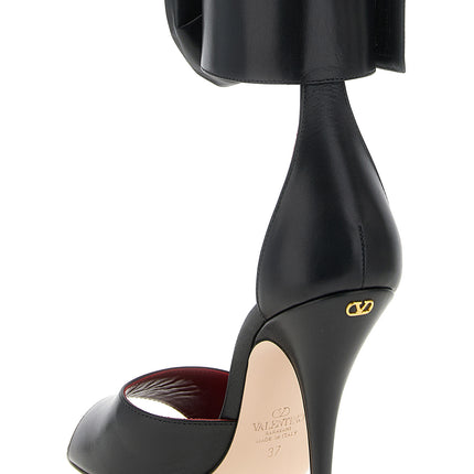 Valentino Garavani Black Calfskin Stiletto Heel Sandals