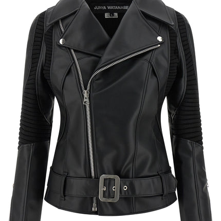 Junya Watanabe Black Artificial Leather Biker Jacket