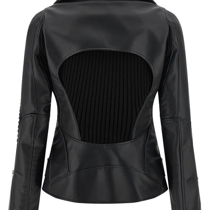 Junya Watanabe Black Artificial Leather Biker Jacket