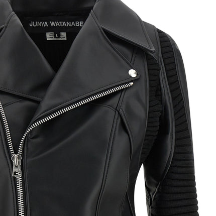 Junya Watanabe Black Artificial Leather Biker Jacket