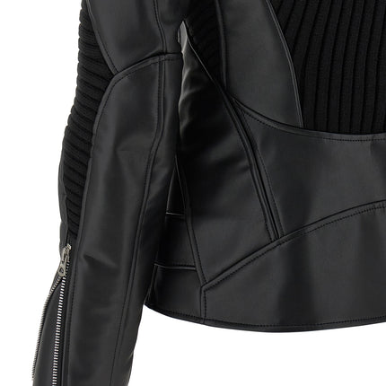 Junya Watanabe Black Artificial Leather Biker Jacket