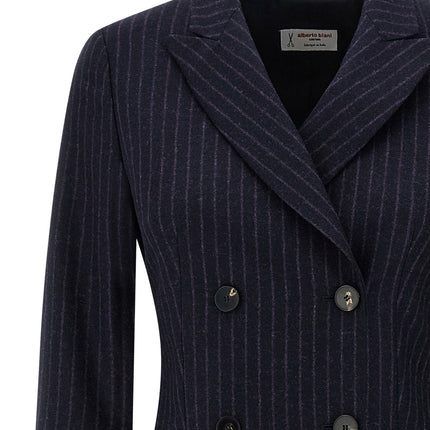 Alberto Biani Blue Virgin Wool Coat