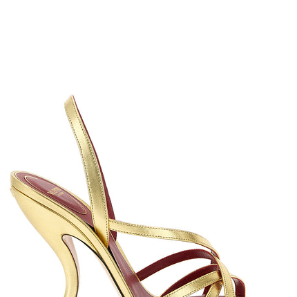 Valentino Garavani Gold Lambskin Stiletto Heel Sandals