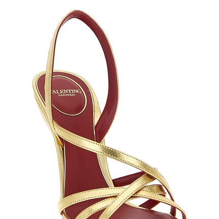 Valentino Garavani Gold Lambskin Stiletto Heel Sandals