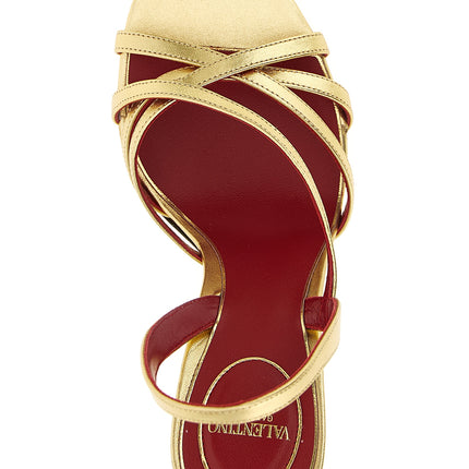 Valentino Garavani Gold Lambskin Stiletto Heel Sandals