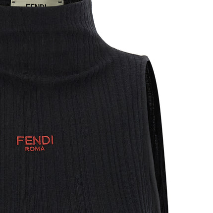 Fendi Black Polyester Sleeveles T-Shirt