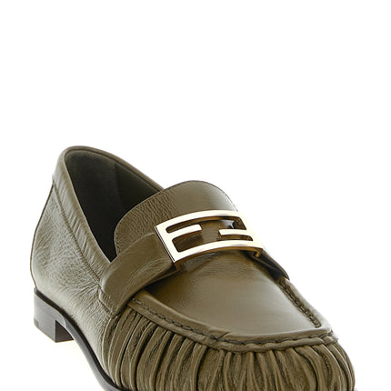 Fendi Bicolor Lamb Leather Slip-On Loafers