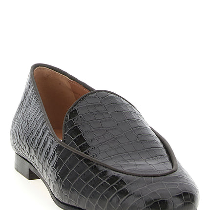 Aquazzura Black Calfskin Slip-On Loafers