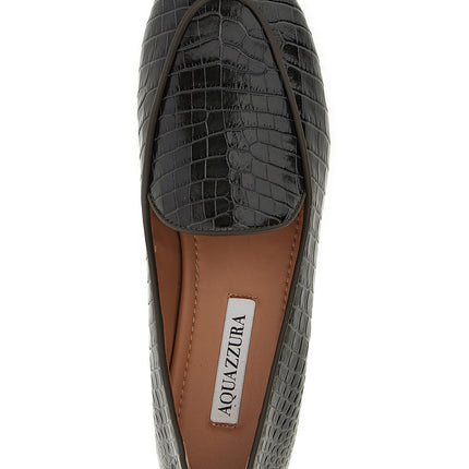 Aquazzura Black Calfskin Slip-On Loafers