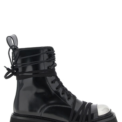 Moschino Black Calfskin Lace-Up Boots
