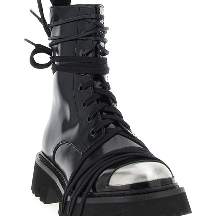 Moschino Black Calfskin Lace-Up Boots
