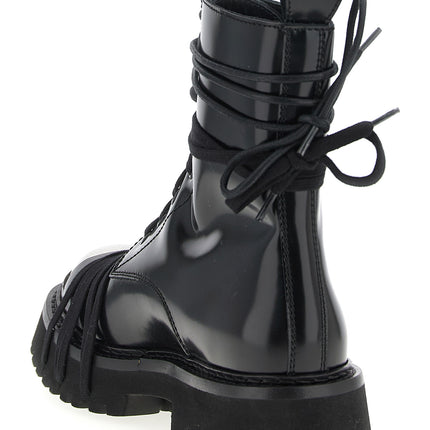 Moschino Black Calfskin Lace-Up Boots