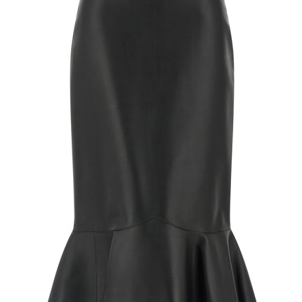 Fendi Black Lamb Leather Midi Skirt
