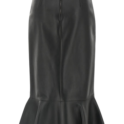 Fendi Black Lamb Leather Midi Skirt