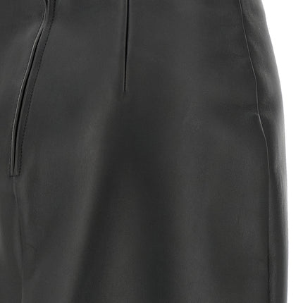 Fendi Black Lamb Leather Midi Skirt