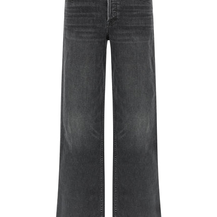 Mother Denim Black Cotton Straight-Leg Jeans